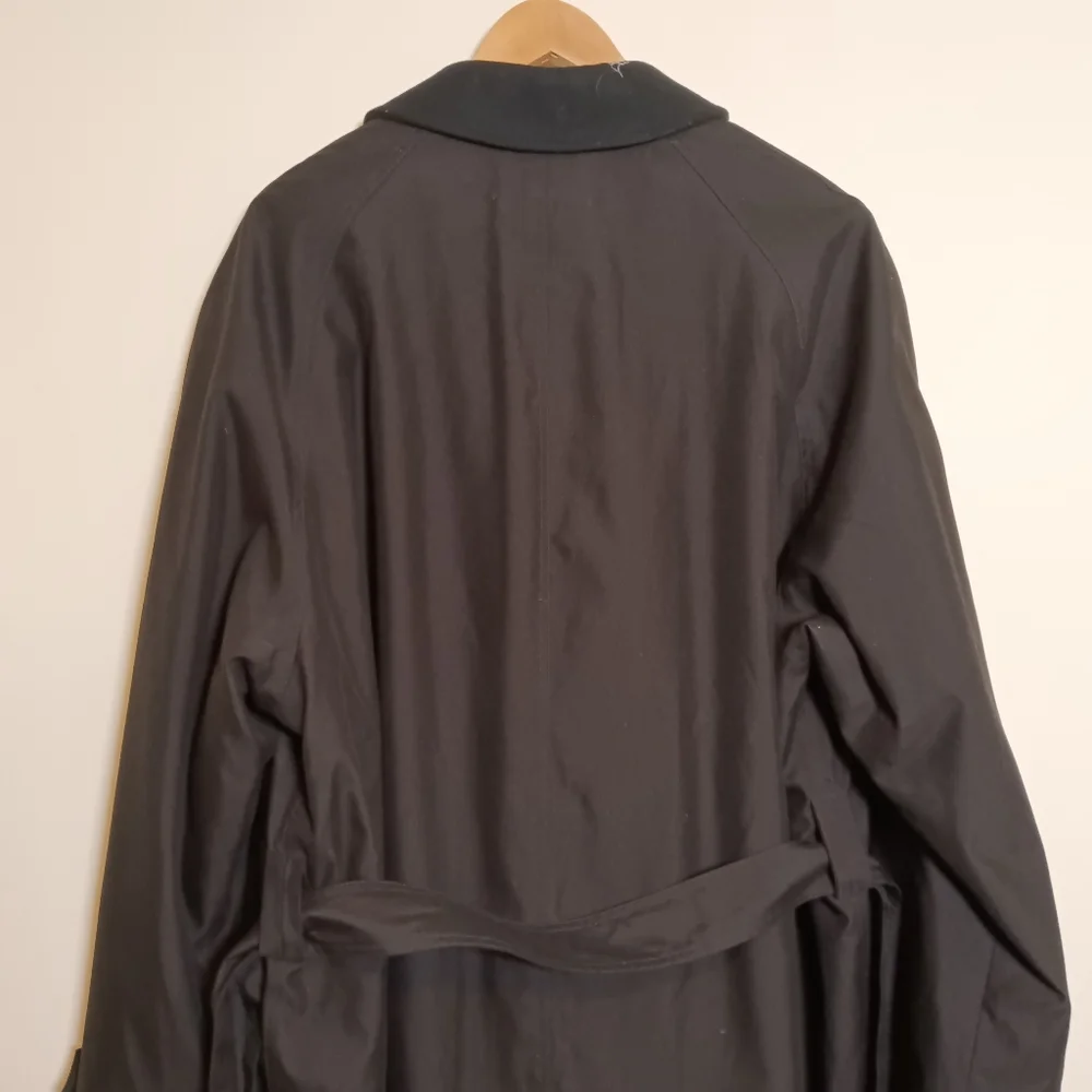 Ralph Lauren Vintage Mens Black Trench Overcoat Raincoat 44R Single Breasted